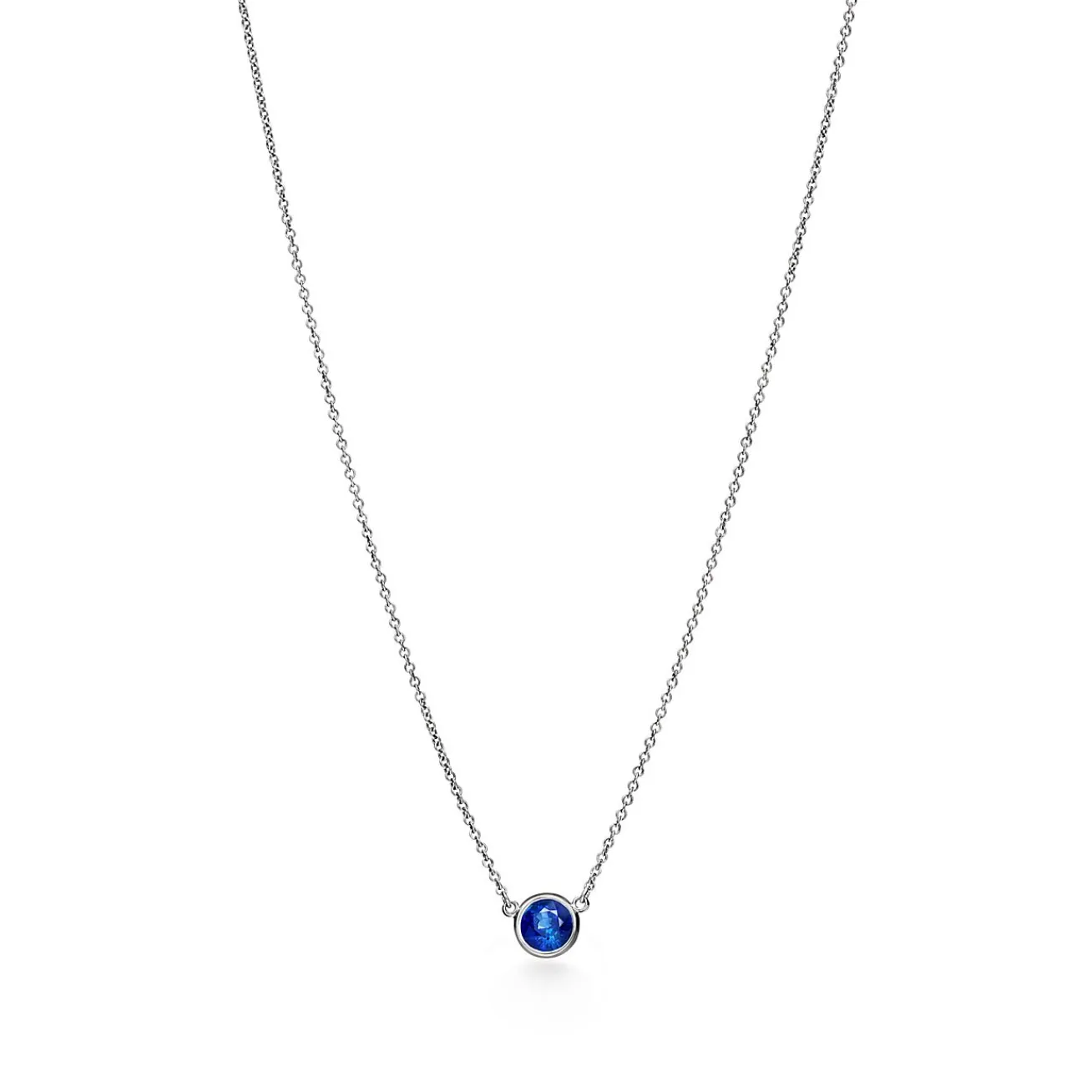 Tiffany & Co. Elsa Peretti® Color by the Yard Pendant in Platinum with a Sapphire | ^ Necklaces & Pendants|Platinum Jewelry