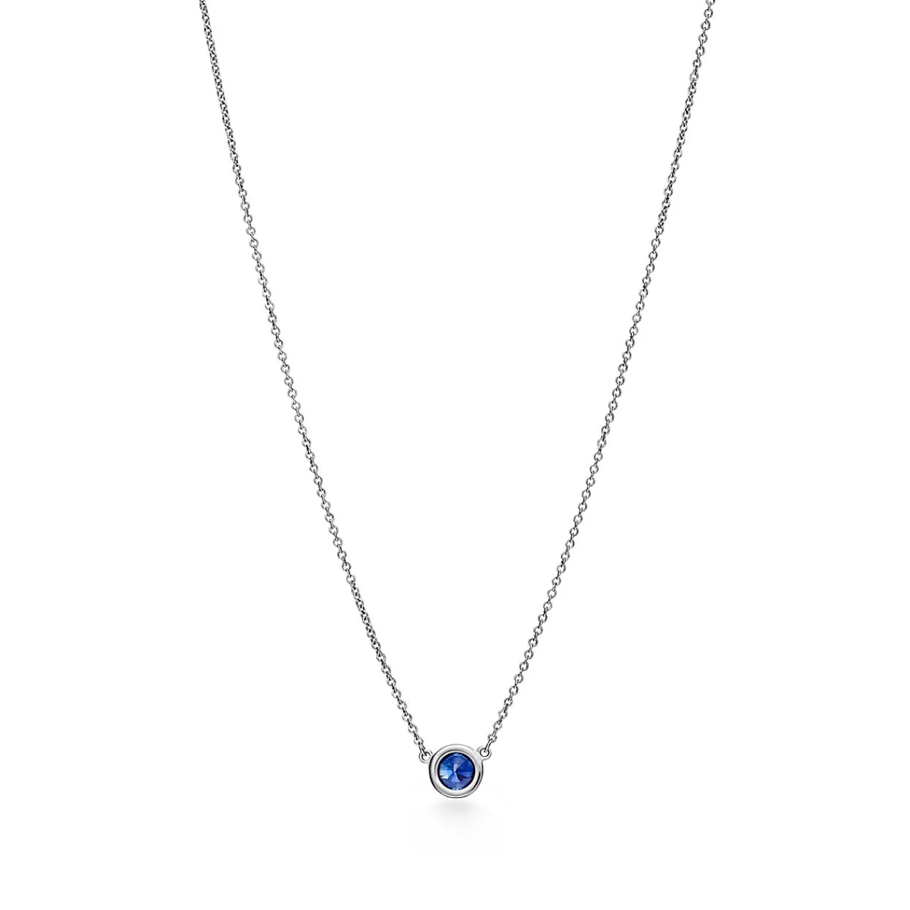 Tiffany & Co. Elsa Peretti® Color by the Yard Pendant in Platinum with a Sapphire | ^ Necklaces & Pendants|Platinum Jewelry