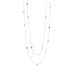 Tiffany & Co. Elsa Peretti® Color by the Yard necklace in silver with pink sapphires. | ^ Necklaces & Pendants|Sterling Silver Jewelry