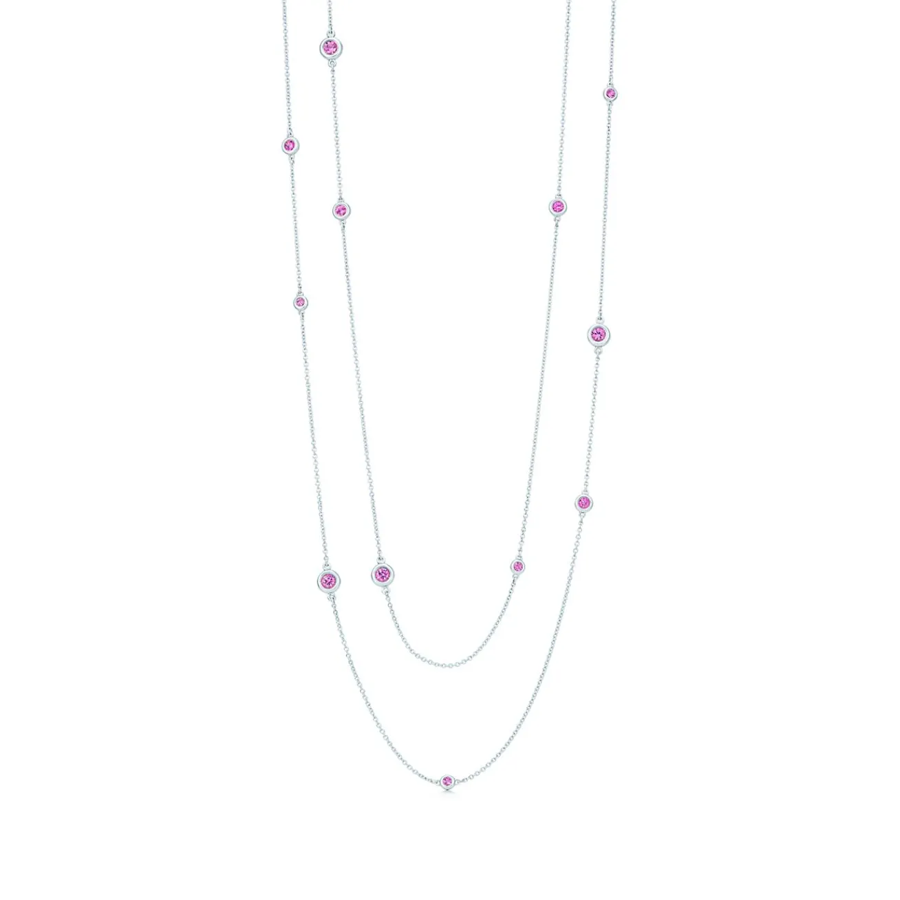 Tiffany & Co. Elsa Peretti® Color by the Yard necklace in silver with pink sapphires. | ^ Necklaces & Pendants|Sterling Silver Jewelry