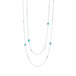 Tiffany & Co. Elsa Peretti® Color by the Yard sprinkle necklace in silver with turquoise. | ^ Necklaces & Pendants|Sterling Silver Jewelry