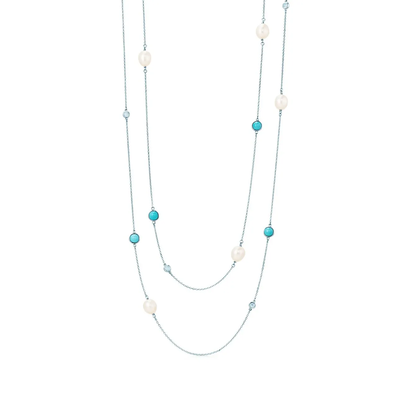 Tiffany & Co. Elsa Peretti® Color by the Yard sprinkle necklace in silver with turquoise. | ^ Necklaces & Pendants|Sterling Silver Jewelry