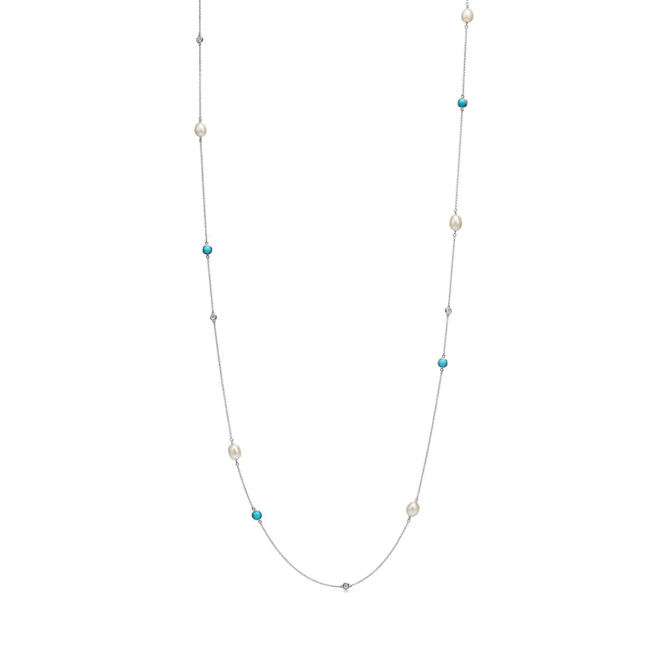 Tiffany & Co. Elsa Peretti® Color by the Yard sprinkle necklace in silver with turquoise. | ^ Necklaces & Pendants|Sterling Silver Jewelry