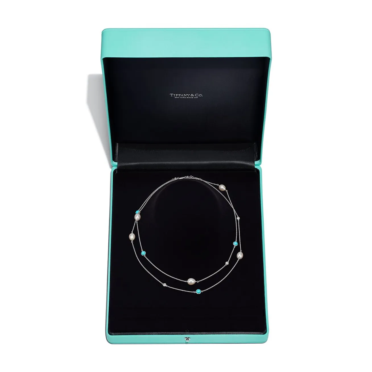 Tiffany & Co. Elsa Peretti® Color by the Yard sprinkle necklace in silver with turquoise. | ^ Necklaces & Pendants|Sterling Silver Jewelry