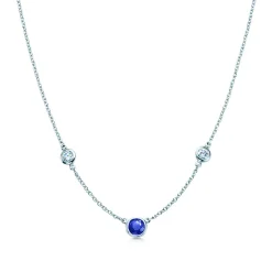 Tiffany & Co. Elsa Peretti® Color by the Yard necklace of diamonds and a sapphire in platinum. | ^ Necklaces & Pendants|Platinum Jewelry