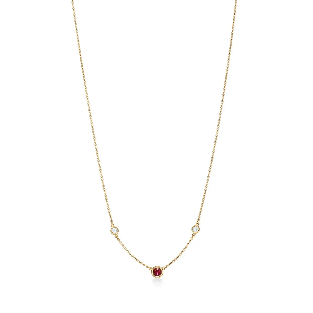 Tiffany & Co. Elsa Peretti® Color by the Yard necklace in 18k gold with a ruby and diamonds. | ^ Necklaces & Pendants|Gifts for Her