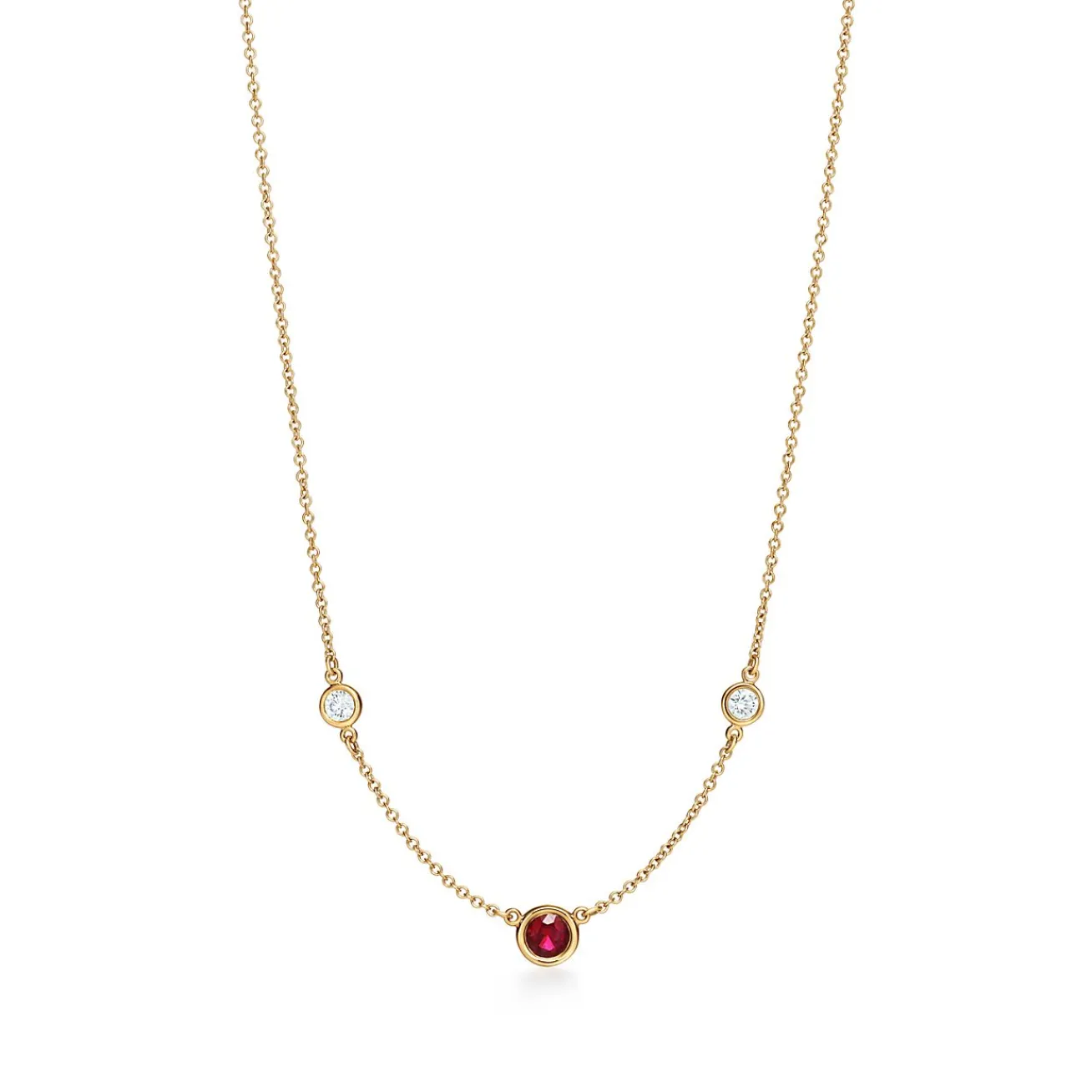 Tiffany & Co. Elsa Peretti® Color by the Yard necklace in 18k gold with a ruby and diamonds. | ^ Necklaces & Pendants|Gifts for Her