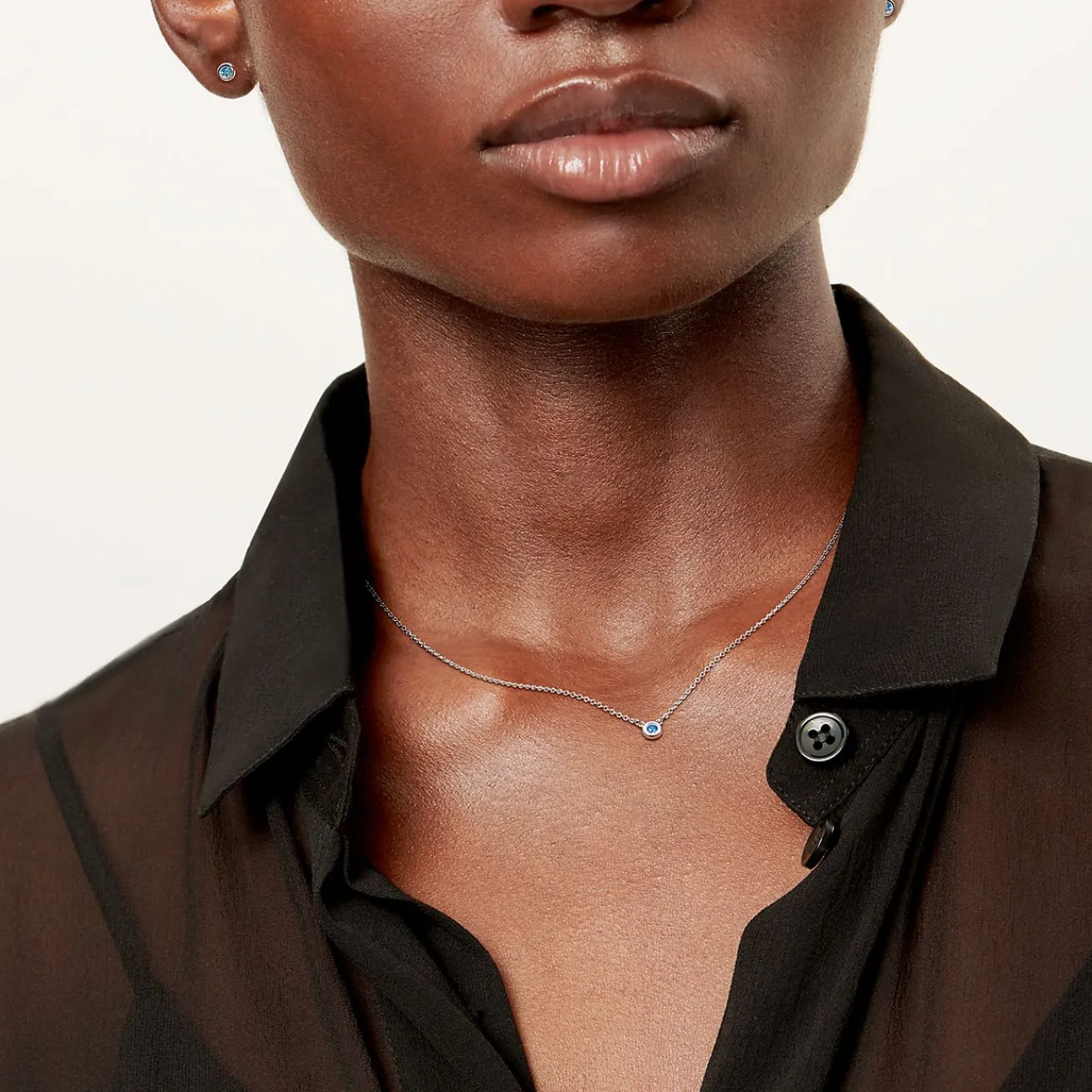 Tiffany & Co. Elsa Peretti® Color by the Yard Pendant & Earrings Set in Silver with Aquamarine | ^ Gifts for Her|Her