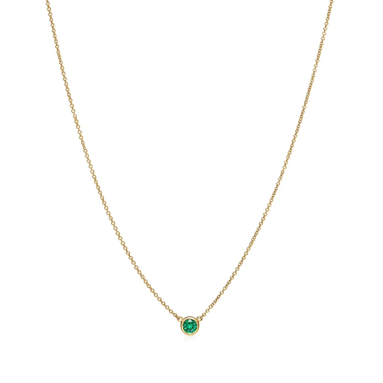 Tiffany & Co. Elsa Peretti® Color by the Yard Pendant in Yellow Gold with an Emerald | ^ Necklaces & Pendants|Gold Jewelry