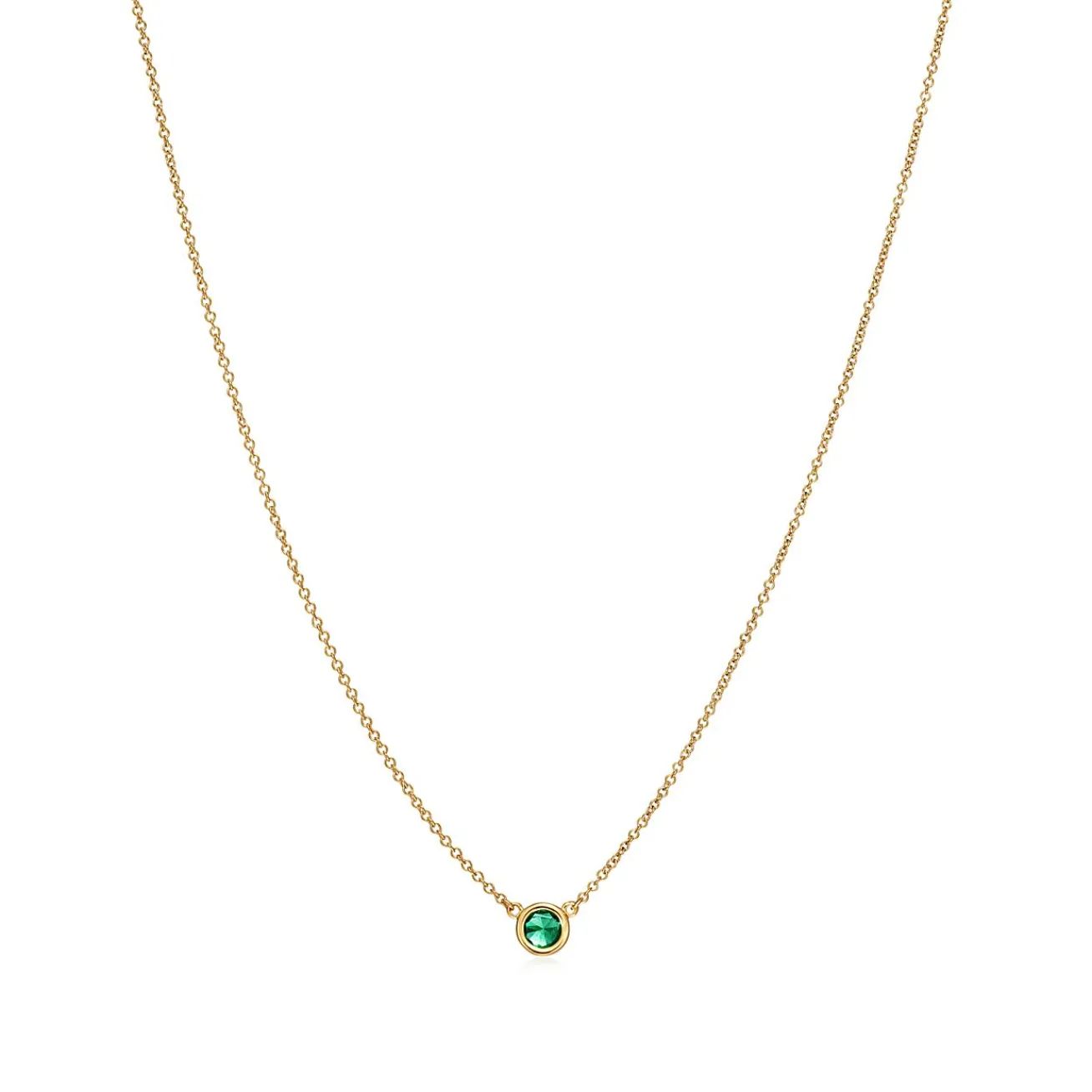 Tiffany & Co. Elsa Peretti® Color by the Yard Pendant in Yellow Gold with an Emerald | ^ Necklaces & Pendants|Gold Jewelry