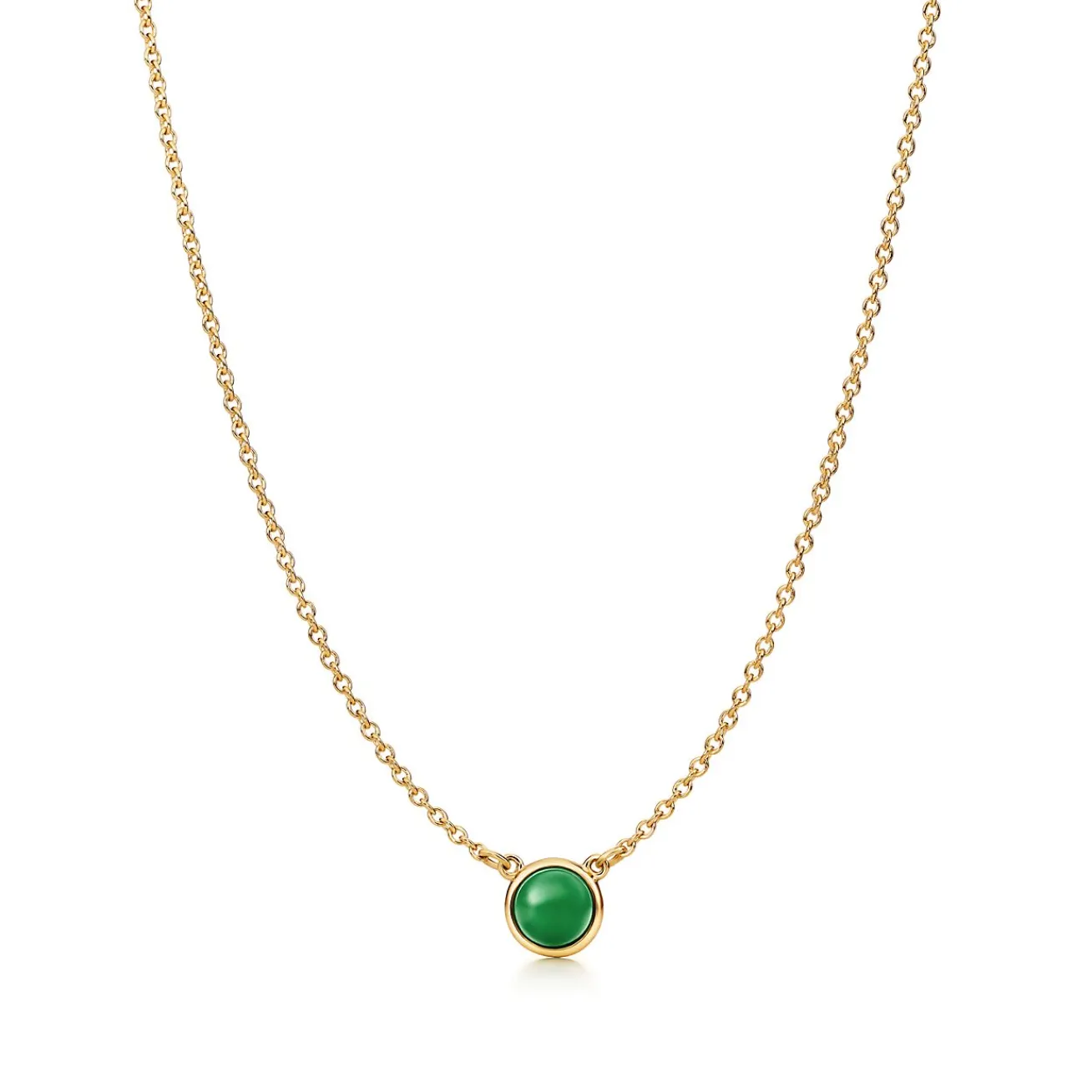Tiffany & Co. Elsa Peretti® Color by the Yard Green Jade Pendant in Yellow Gold | ^ Necklaces & Pendants|Gold Jewelry