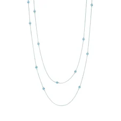 Tiffany & Co. Elsa Peretti® Color by the Yard sprinkle necklace in silver with aquamarines. | ^ Necklaces & Pendants|Sterling Silver Jewelry