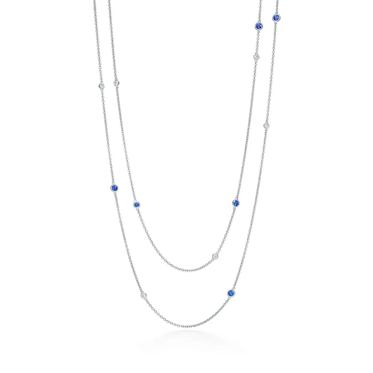 Tiffany & Co. Elsa Peretti® Color by the Yard sprinkle necklace in platinum with gemstones. | ^ Necklaces & Pendants|Platinum Jewelry