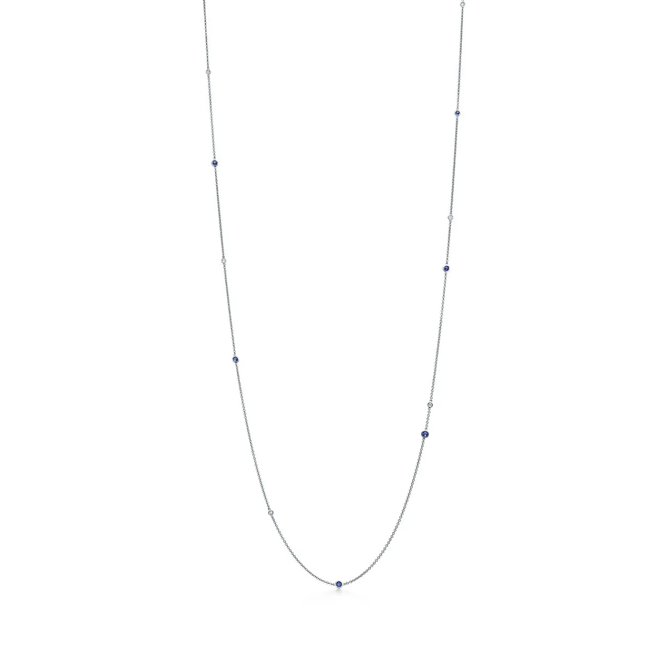 Tiffany & Co. Elsa Peretti® Color by the Yard sprinkle necklace in platinum with gemstones. | ^ Necklaces & Pendants|Platinum Jewelry
