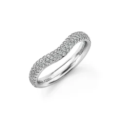 Tiffany & Co. Elsa Peretti® curved band ring in platinum with diamonds. | ^ Rings|Stacking Rings