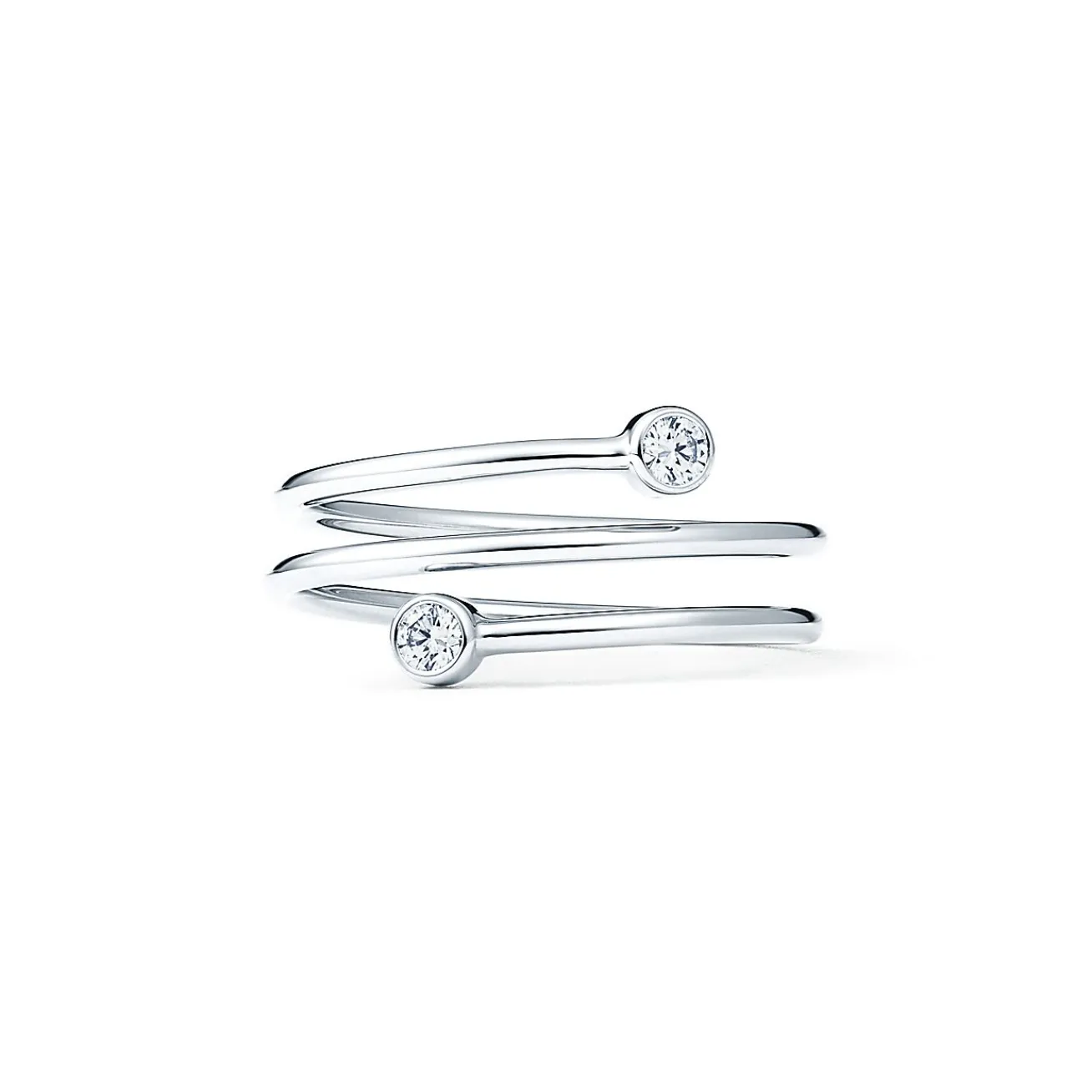 Tiffany & Co. Elsa Peretti® Diamond Hoop three-row ring in platinum with diamonds. | ^ Rings|Platinum Jewelry
