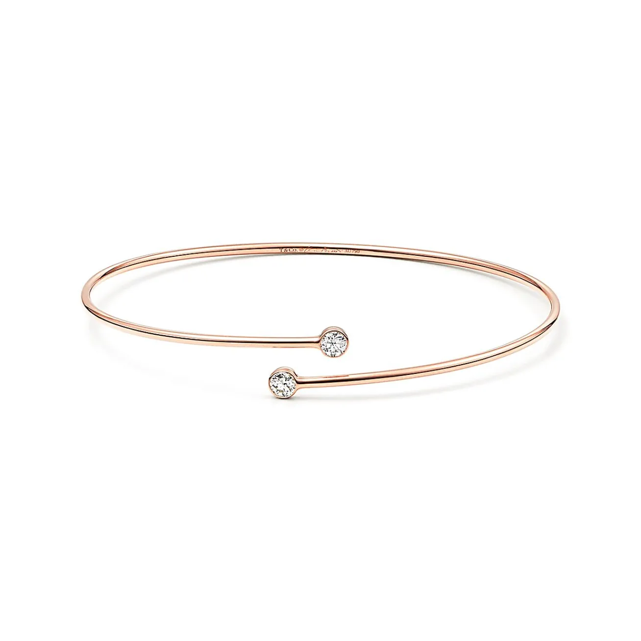 Tiffany & Co. Elsa Peretti® Diamond Hoop single-row bangle in 18k rose gold with diamonds. | ^ Bracelets|Rose Gold Jewelry