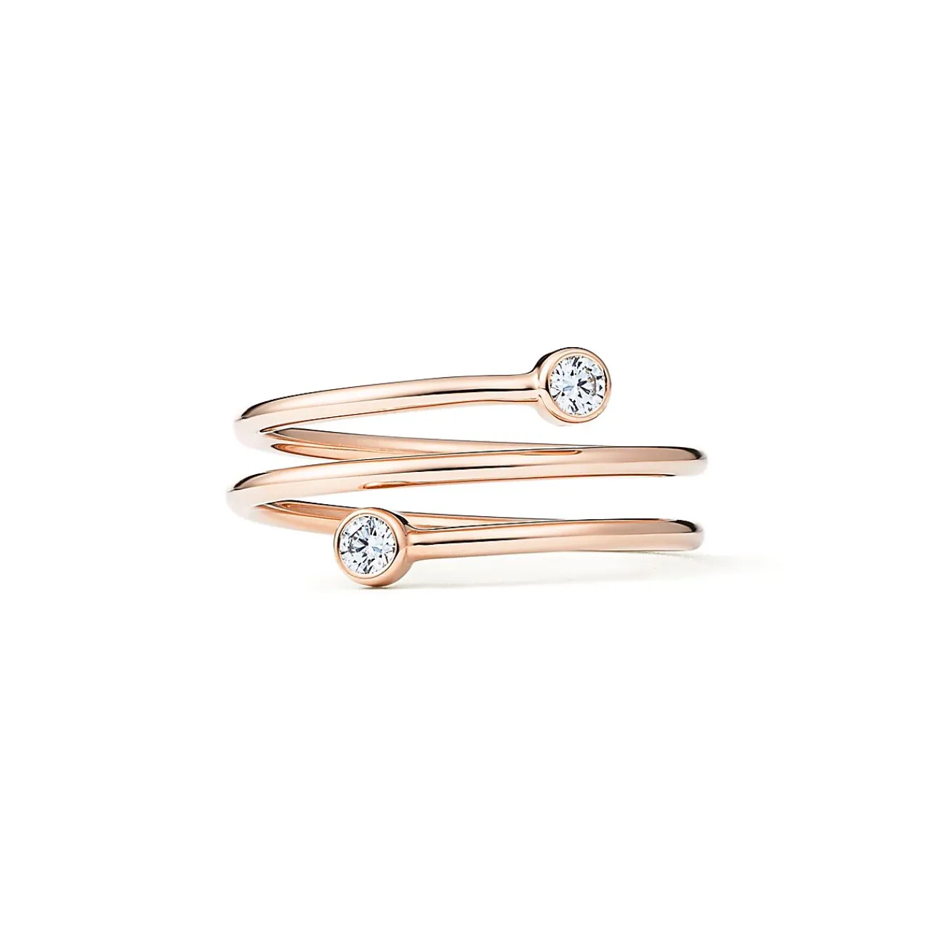 Tiffany & Co. Elsa Peretti® Diamond Hoop three-row ring in 18k rose gold with diamonds. | ^ Rings|Rose Gold Jewelry