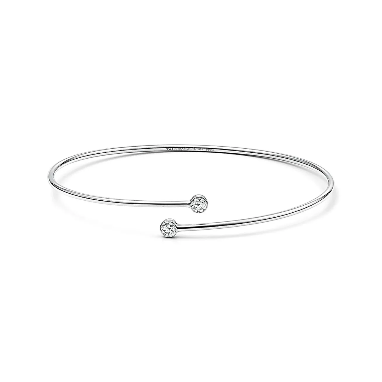 Tiffany & Co. Elsa Peretti® Diamond Hoop single-row bangle in platinum with diamonds, medium. | ^ Bracelets|Platinum Jewelry