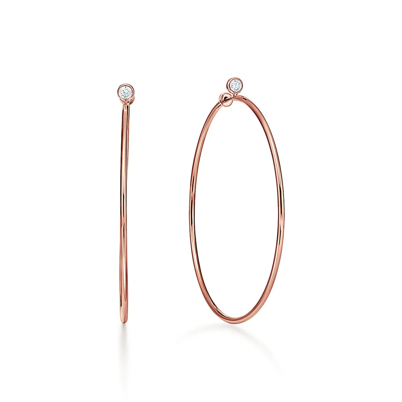 Tiffany & Co. Elsa Peretti® Diamond Hoop earrings in 18k rose gold with diamonds, medium. | ^ Earrings|Hoop Earrings