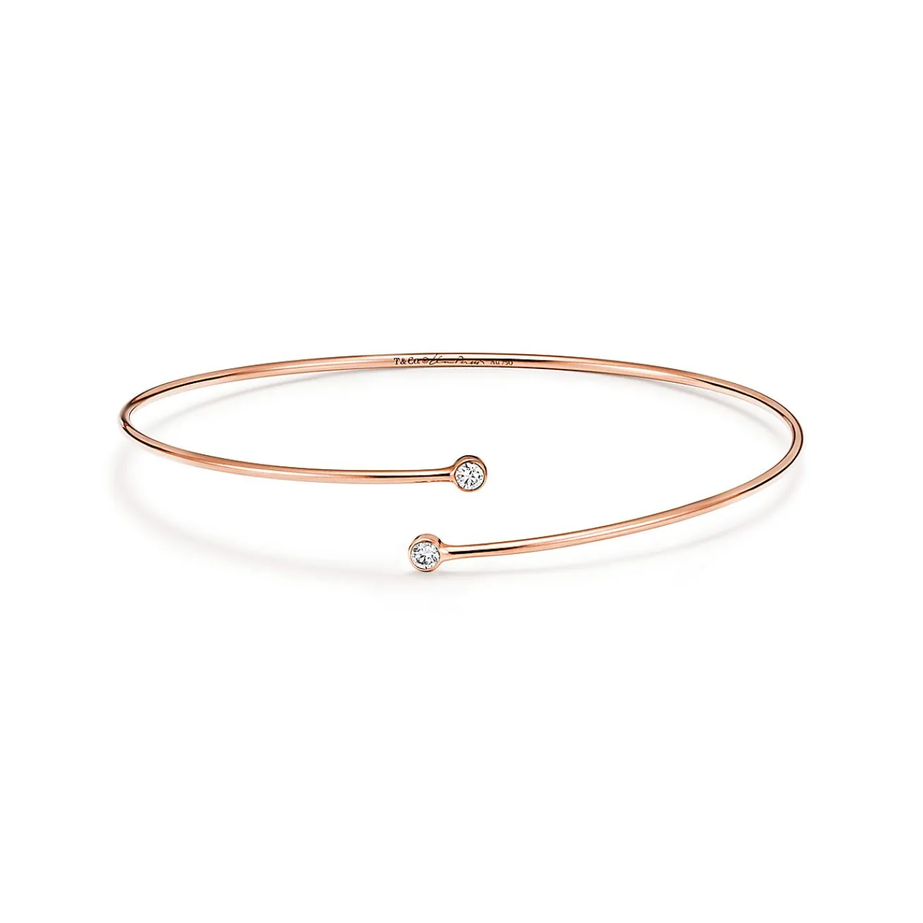 Tiffany & Co. Elsa Peretti® Diamond Hoop single-row bangle in 18k rose gold with diamonds. | ^ Bracelets|Rose Gold Jewelry