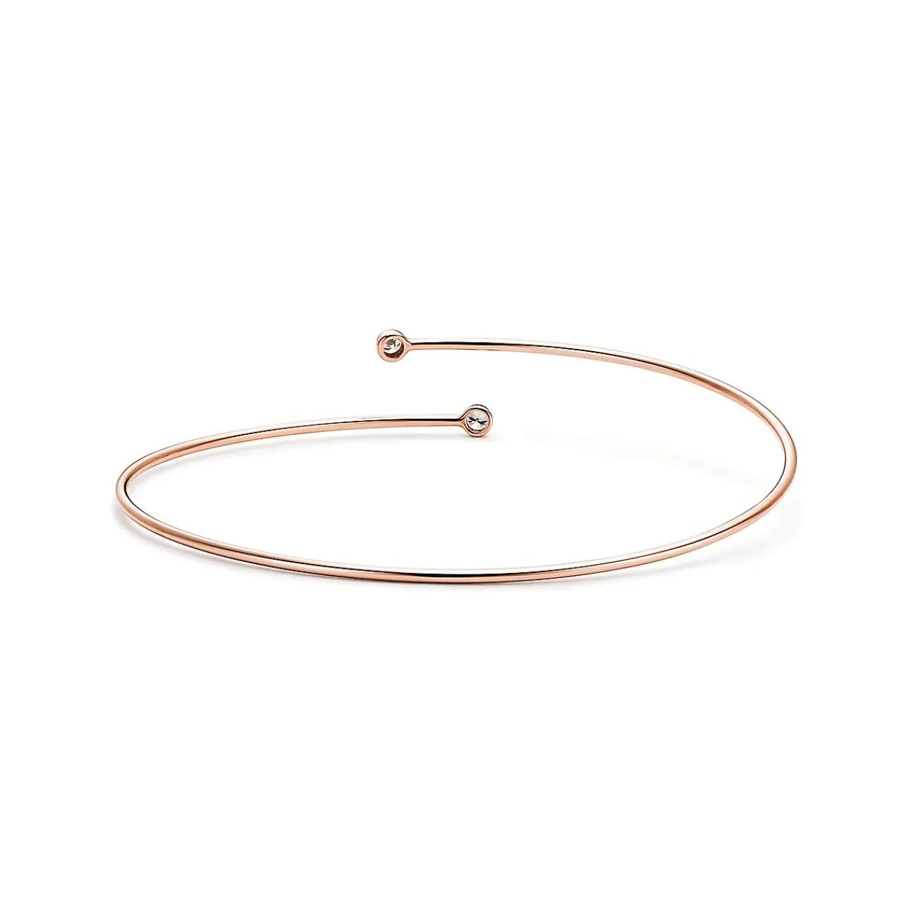 Tiffany & Co. Elsa Peretti® Diamond Hoop single-row bangle in 18k rose gold with diamonds. | ^ Bracelets|Rose Gold Jewelry