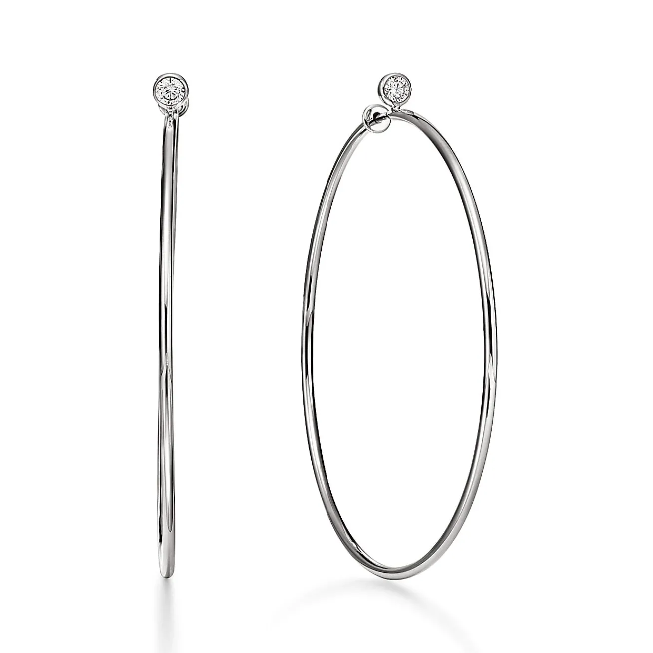 Tiffany & Co. Elsa Peretti® Diamond Hoop earrings in sterling silver with diamonds, large. | ^ Earrings|Hoop Earrings