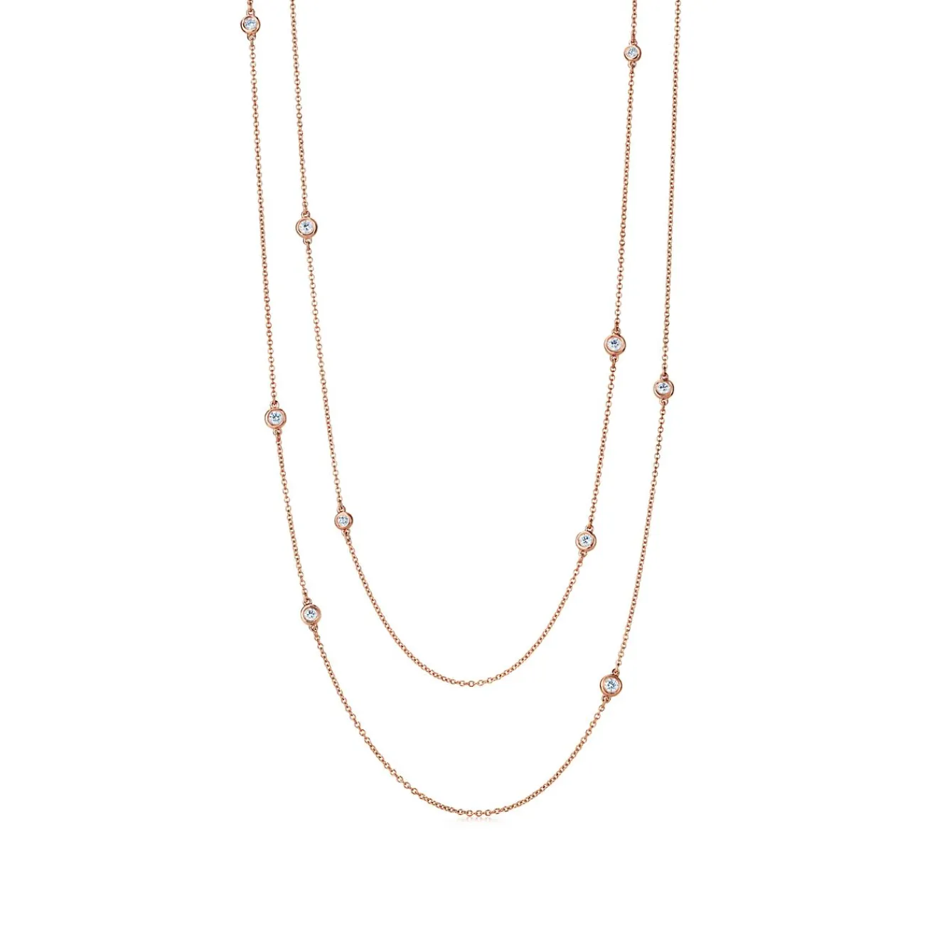 Tiffany & Co. Elsa Peretti® Diamonds by the Yard® sprinkle necklace in 18k rose gold. | ^ Necklaces & Pendants|Rose Gold Jewelry