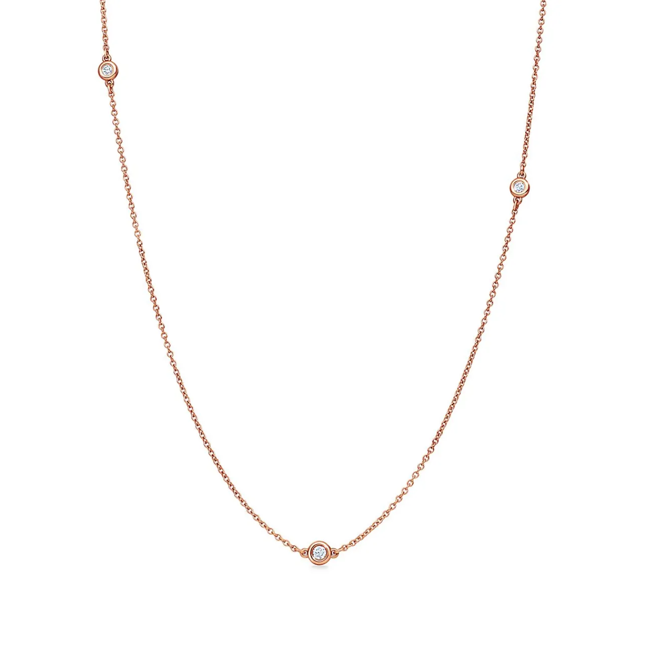 Tiffany & Co. Elsa Peretti® Diamonds by the Yard® sprinkle necklace in 18k rose gold. | ^ Necklaces & Pendants|Rose Gold Jewelry