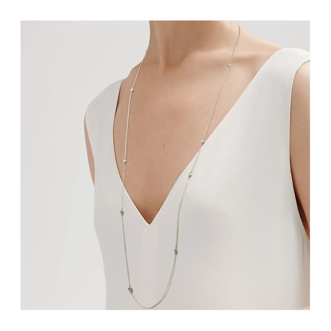 Tiffany & Co. Elsa Peretti® Diamonds by the Yard® sprinkle necklace in sterling silver. | ^ Necklaces & Pendants|Sterling Silver Jewelry