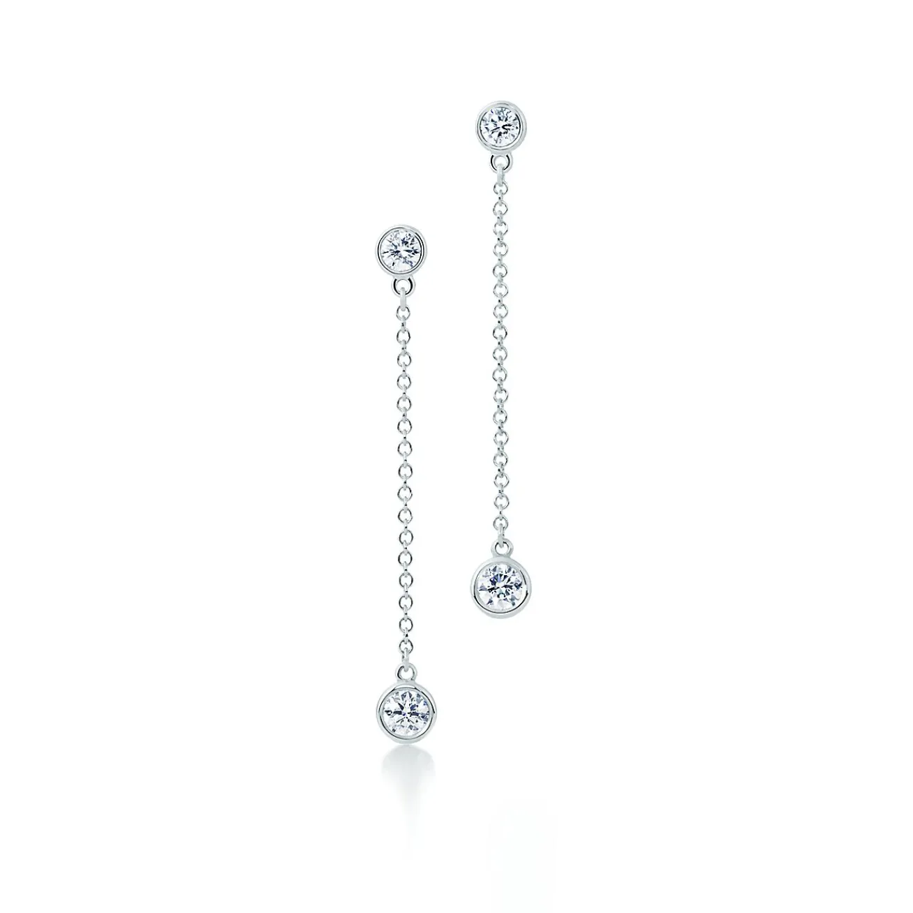 Tiffany & Co. Elsa Peretti® Diamonds by the Yard® drop earrings in platinum. | ^ Earrings|Dainty Jewelry