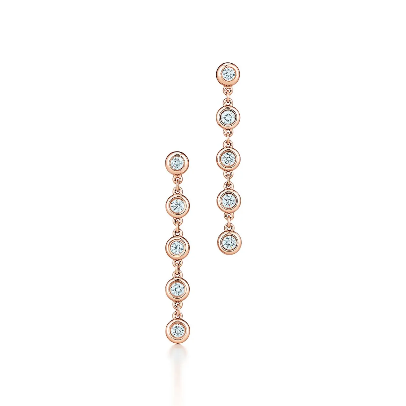 Tiffany & Co. Elsa Peretti® Diamonds by the Yard® drop earrings in rose gold with diamonds. | ^ Earrings|Rose Gold Jewelry