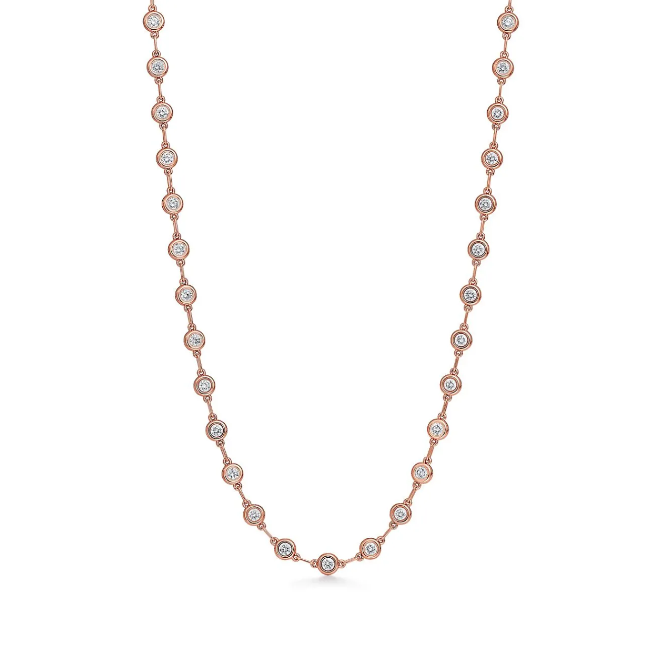 Tiffany & Co. Elsa Peretti® Diamonds by the Yard® continuous necklace in 18k rose gold. | ^ Necklaces & Pendants|Rose Gold Jewelry