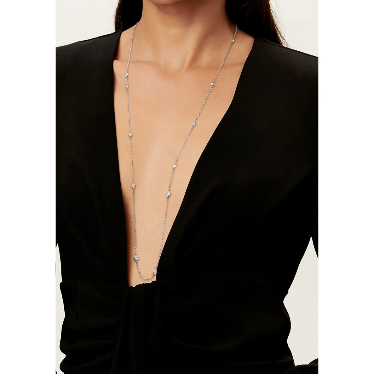 Tiffany & Co. Elsa Peretti® Diamonds by the Yard® Sprinkle Necklace in Platinum with Diamonds | ^ Necklaces & Pendants|Platinum Jewelry