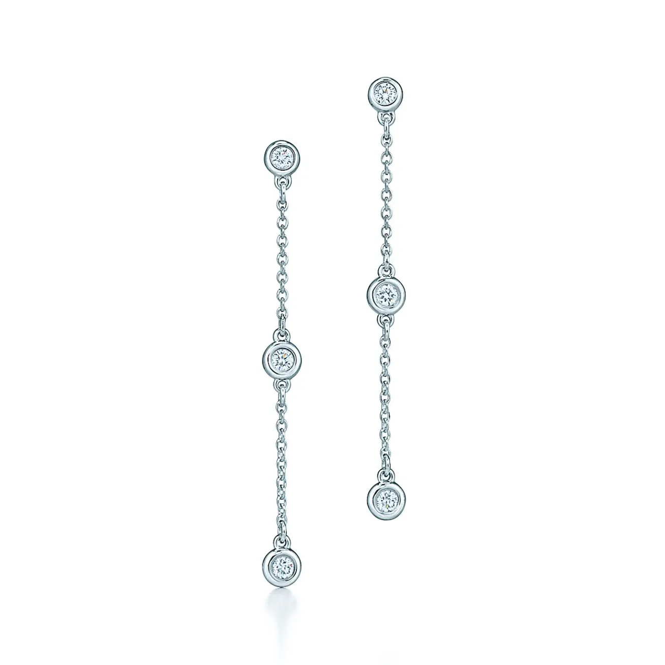 Tiffany & Co. Elsa Peretti® Diamonds by the Yard® drop earrings in sterling silver. | ^ Sterling Silver Jewelry|Diamond Jewelry