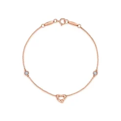 Tiffany & Co. Elsa Peretti® Diamonds by the Yard® Open Heart bracelet in 18k rose gold. | ^ Bracelets|Rose Gold Jewelry