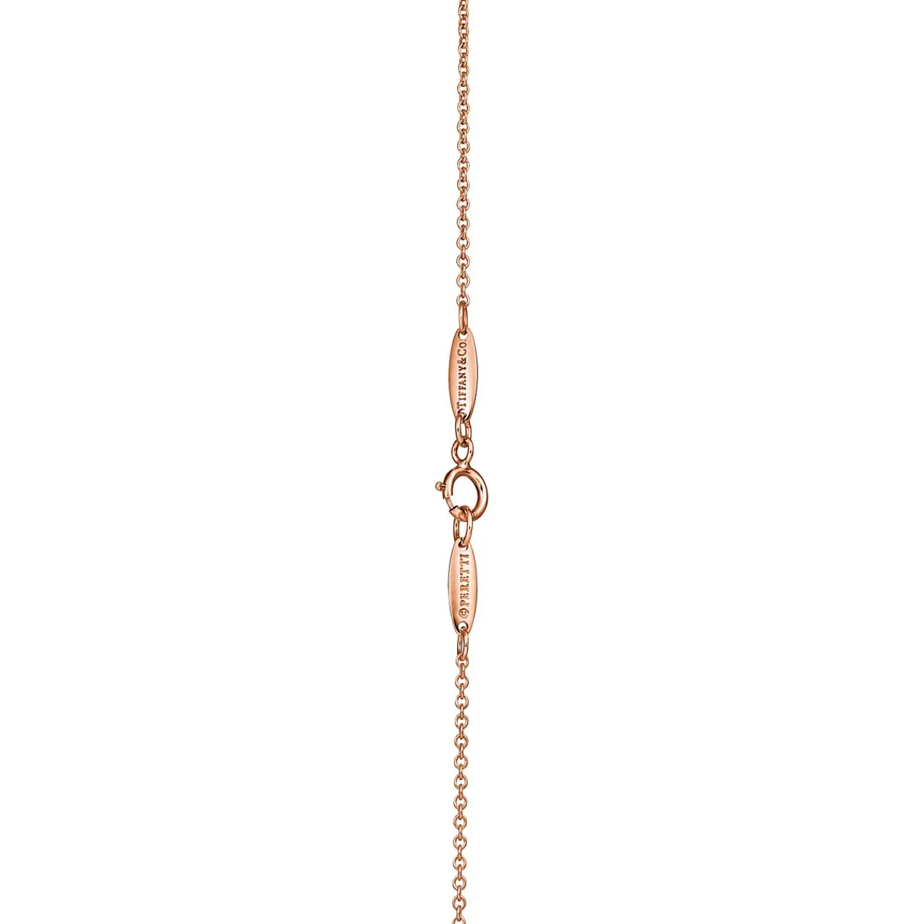 Tiffany & Co. Elsa Peretti® Diamonds by the Yard® pendant in 18k rose gold with a pear-shaped diamond. | ^ Necklaces & Pendants|Rose Gold Jewelry