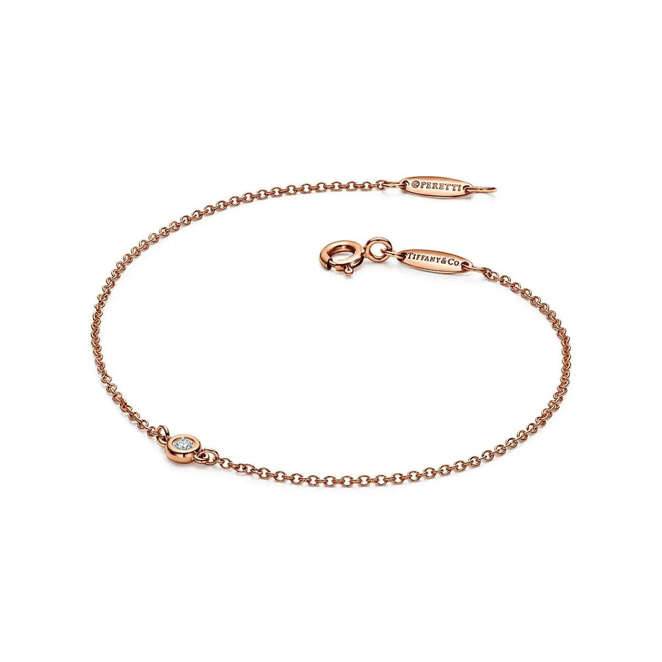 Tiffany & Co. Elsa Peretti® Diamonds by the Yard® bracelet in 18k rose gold with a diamond. | ^ Bracelets|Rose Gold Jewelry