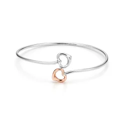 Tiffany & Co. Elsa Peretti® Double Open Heart bangle in silver and 18k rose gold, medium. | ^ Bracelets|Rose Gold Jewelry