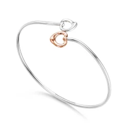 Tiffany & Co. Elsa Peretti® Double Open Heart bangle in silver and 18k rose gold, medium. | ^ Bracelets|Rose Gold Jewelry