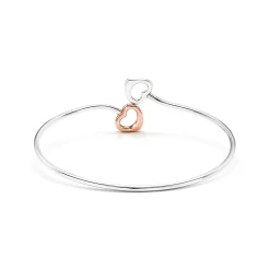 Tiffany & Co. Elsa Peretti® Double Open Heart bangle in silver and 18k rose gold, medium. | ^ Bracelets|Rose Gold Jewelry