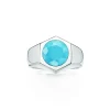 Tiffany & Co. Elsa Peretti® Esagono ring in sterling silver with turquoise. | ^ Rings|Sterling Silver Jewelry