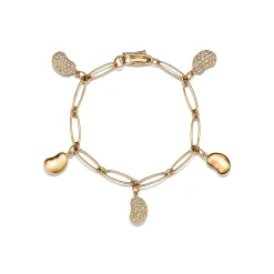 Tiffany & Co. Elsa Peretti® Five Bean® design Bracelet in Yellow Gold with Pavé Diamonds | ^ Bracelets|New Jewelry