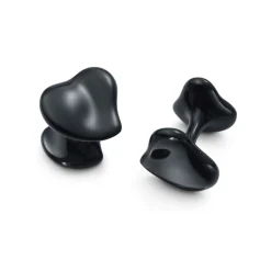 Tiffany & Co. Elsa Peretti® Full Heart black cuff links in ruthenium over copper. | ^ Accessories