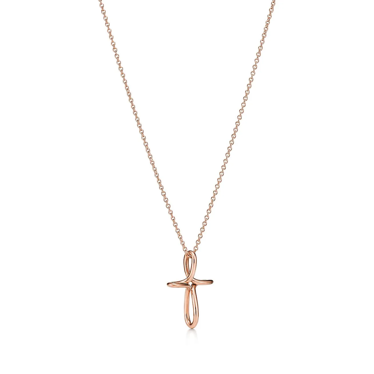Tiffany & Co. Elsa Peretti® infinity cross pendant in 18k rose gold, small. | ^ Necklaces & Pendants|Rose Gold Jewelry