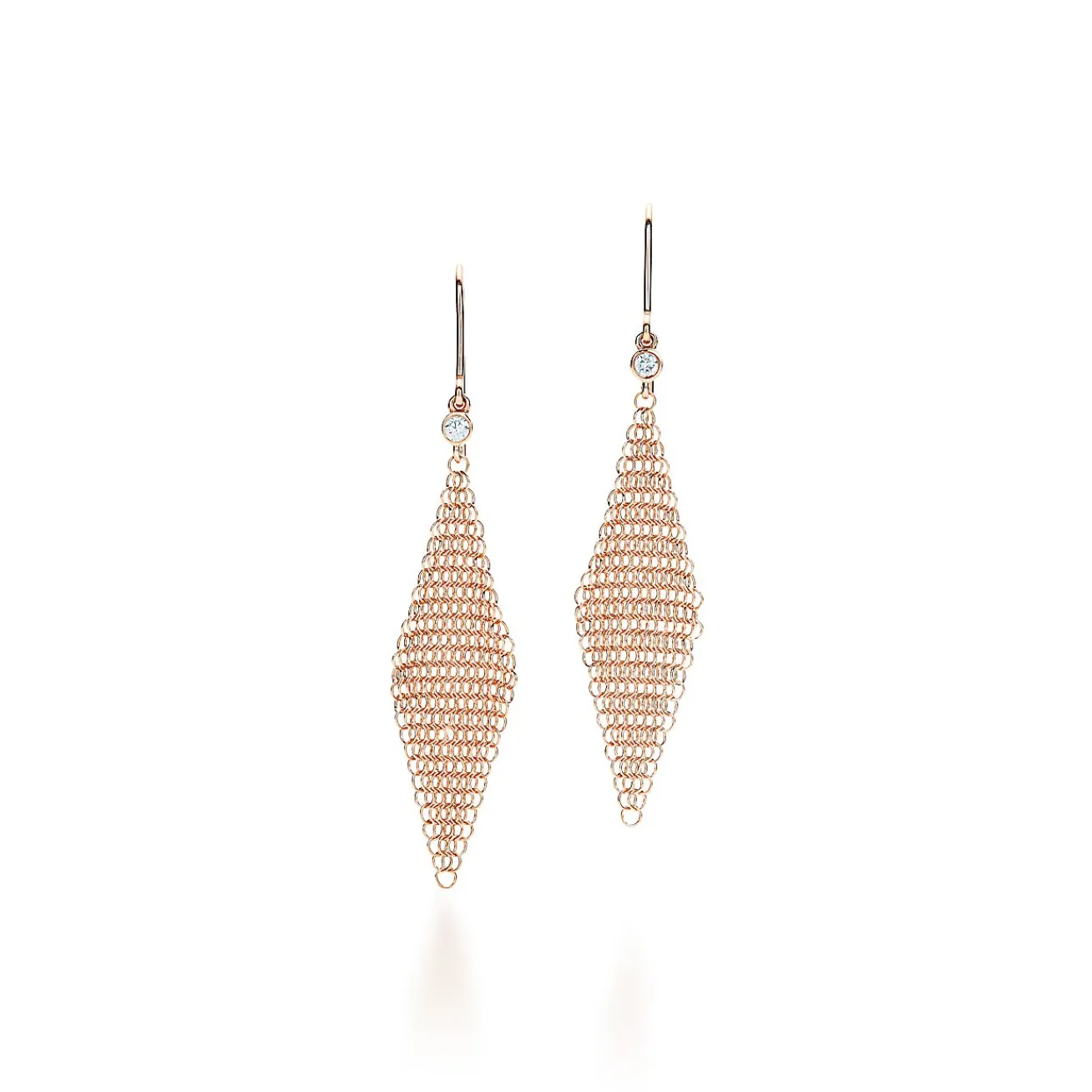 Tiffany & Co. Elsa Peretti® Mesh earrings in 18k rose gold with diamonds, mini. | ^ Earrings|Rose Gold Jewelry