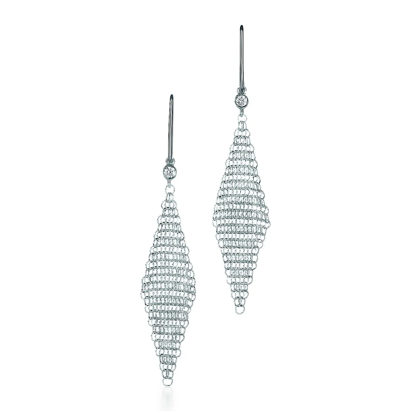 Tiffany & Co. Elsa Peretti® Mesh earrings in sterling silver with diamonds, mini. | ^ Earrings|Sterling Silver Jewelry