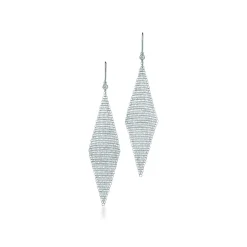 Tiffany & Co. Elsa Peretti® Mesh earrings in sterling silver with diamonds, small. | ^ Earrings|Bold Silver Jewelry