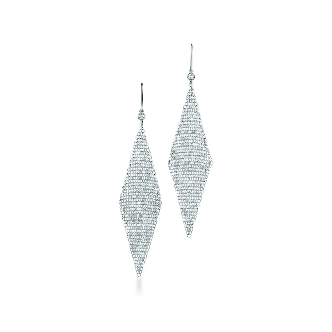 Tiffany & Co. Elsa Peretti® Mesh earrings in sterling silver with diamonds, small. | ^ Earrings|Bold Silver Jewelry