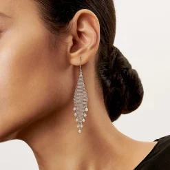 Tiffany & Co. Elsa Peretti® Mesh fringe earrings in sterling silver with freshwater pearls. | ^ Earrings|Sterling Silver Jewelry